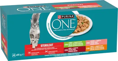 Purina One Sterilcat multipack rund, kalkoen & kip 40 x 85g - afbeelding 3