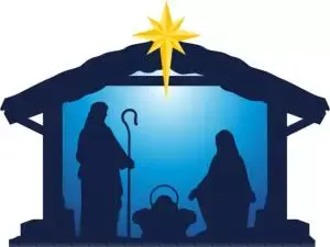 Raamsticker kerststal led met timer blauw 