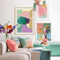 Reinders schilderij hout checkers floral chair 40x50cm colourful - afbeelding 6