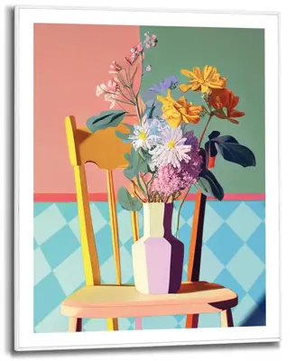 Reinders schilderij hout checkers floral chair 40x50cm colourful - afbeelding 1