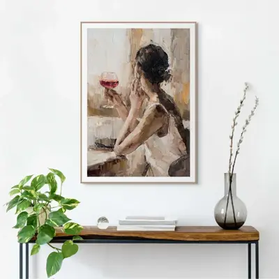 Reinders schilderij hout drinking wine 50x70cm natural earth - afbeelding 2