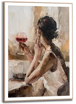 Reinders schilderij hout drinking wine 50x70cm natural earth - afbeelding 1