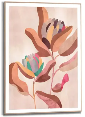 Reinders schilderij hout earth flowers 50x70cm natural earth - afbeelding 1