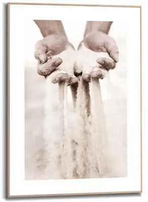 Reinders schilderij hout hands in sand 50x70cm natural earth - afbeelding 1