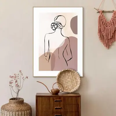 Reinders schilderij hout lady back 50x70cm natural earth - afbeelding 2