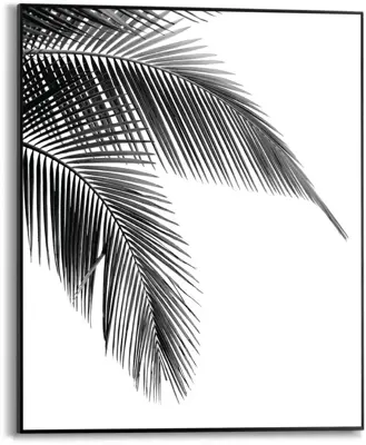 Reinders schilderij hout palm leaf 40x50cm black & white - afbeelding 1