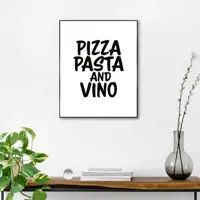 Reinders schilderij hout pizza, pasta and vino 40x50cm black & white - afbeelding 2