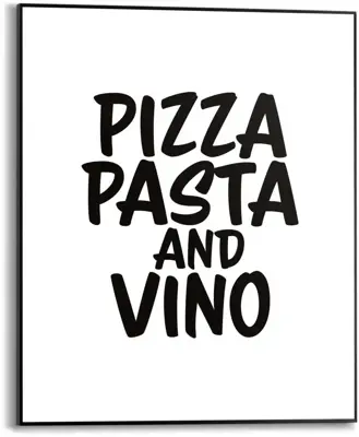 Reinders schilderij hout pizza, pasta and vino 40x50cm black & white - afbeelding 1