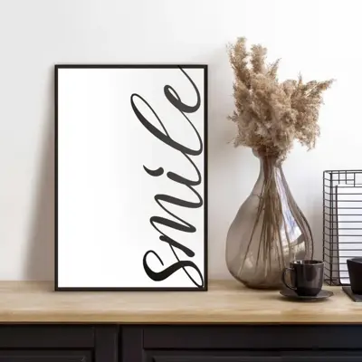 Reinders schilderij hout smile 20x30cm black & white - afbeelding 2