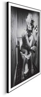 Reinders schilderij hout toilet pic 50x70cm black & white - afbeelding 5