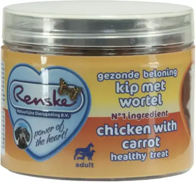 Renske Gezonde Beloning hartjes kip & wortel 100g