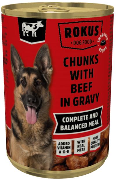 Rokus chunks dog adult beef 415g