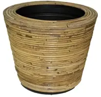 Rotan Drypot Streep grote plantenmand met plastic inleg 35x30cm kopen?