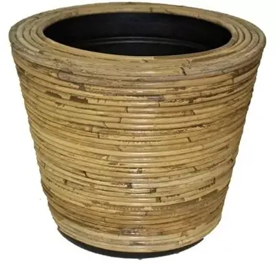 Rotan Drypot Streep plantenmand grijs 27x20cm