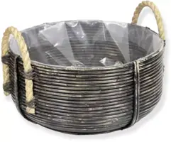 Rotan grote plantenmand zwart 45x22cm kopen?