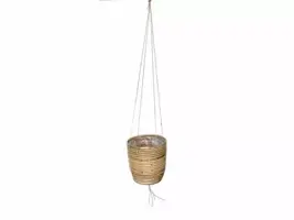 Rotan hangende plantenmand grijs 20x19cm