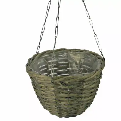 Rotan hangende plantenmand grijs 30cm