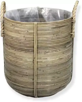 Rotan plantenmand Gestreept Grijs 40x45cm