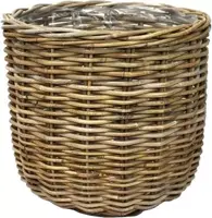 Rotan plantenmand grijs 43x43x40cm - afbeelding 1