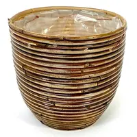 Rotan plantenmand stripe bronze 20x19cm - afbeelding 1