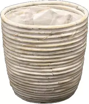 Rotan plantenmand whitewash 13x11cm