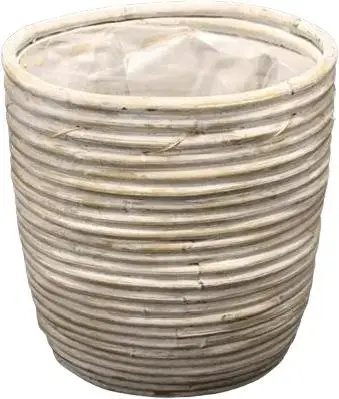 Rotan plantenmand whitewash 15x14cm
