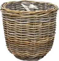 Rotan Rattan grote plantenmand grijs 36x35cm - afbeelding 1