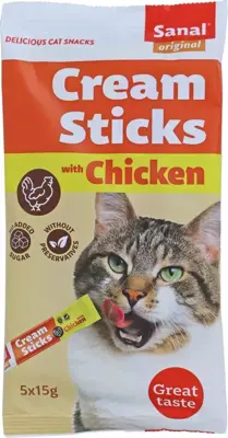 Sanal Cream Sticks kattensnack kip 5 x 15g
