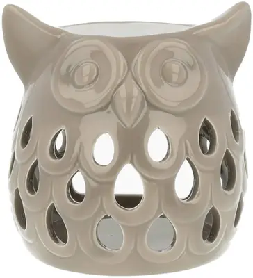 ScentChips geurbrander uil keramiek 11x11cm taupe