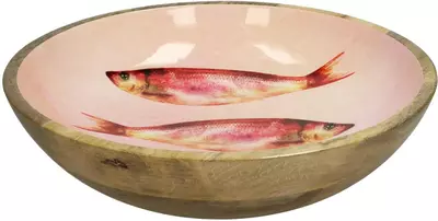 Schaal vis hout 34x8 cm roze - afbeelding 1
