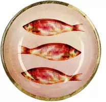 Schaal vis hout 34x8 cm roze - afbeelding 2