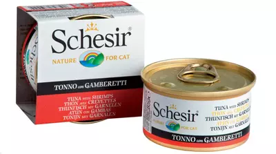 schesir cat can jelly tuna&prawns 85 gr