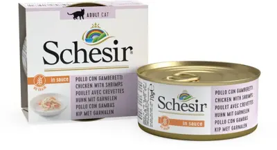 Schesir kattenvoer in natuurlijke saus kip & garnaal 70g