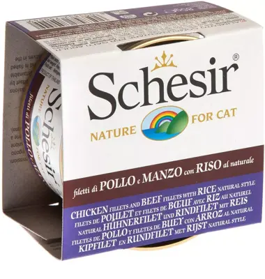 Schesir kattenvoer in natuurlijke saus kip, rund & rijst 85g