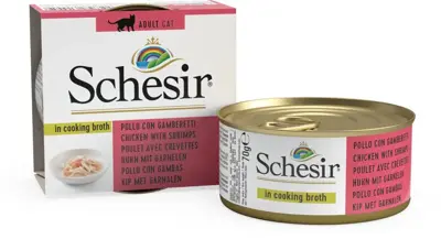 Schesir kattenvoer met saus kip & garnaal 70g