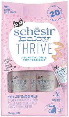 Schesir kitten crème Thrive 2 weken kip & kippenlever 20 x 8g