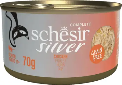 Schesir Silver Senior met bouillon kip 70g