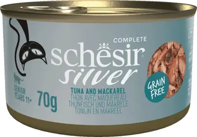 Schesir Silver Senior met bouillon tonijn & makreel 70g