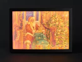 Schilderij 3D LED canvas kerstman 35x25 cm - afbeelding 1