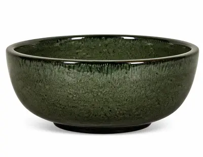 SHANGHAI 6-01DA Geglazuurde Keramische Schaal – Ø36 x H15 cm, Donkergroen
