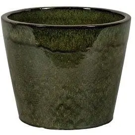 SHANGHAI Geglazuurde Keramische Bloempot – Ø27 x H24 cm, Donkergroen | 4-01DA 