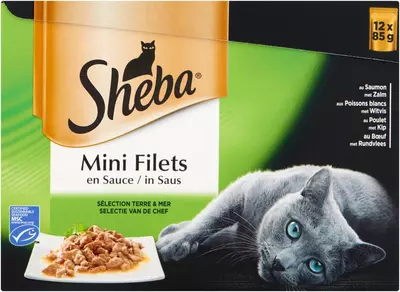 SHEBA mini filets Natvoer voor volwassen katten 12*85g multipack