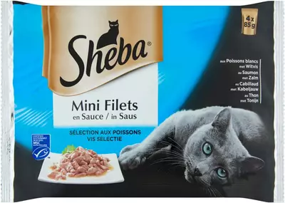 SHEBA Natvoer voor volwassen katten mini filets 4*85g multipack
