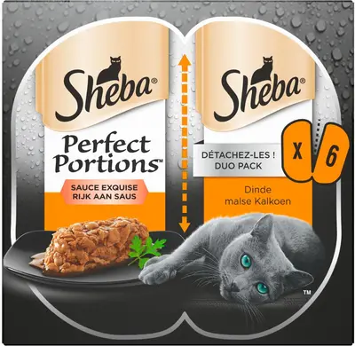Sheba Perfect Portions kalkoen in saus multipack 6 x 37,5g