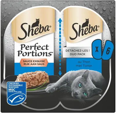 Sheba Perfect Portions tonijn in saus multipack 6 x 37,5g