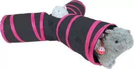 Speeltunnel nylon 'Y' model 85x25 cm, zwart/roze. - afbeelding 3