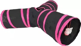 Speeltunnel nylon 'Y' model 85x25 cm, zwart/roze. - afbeelding 2