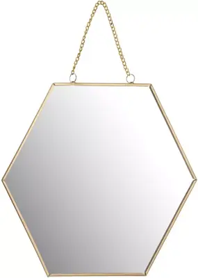 Spiegel glas honingraat 20x18x1cm goud