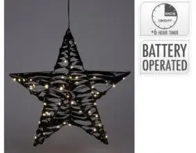 Ster 40cm 30 led shiny zwart - afbeelding 1