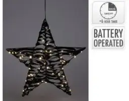 Ster 40cm 30 led shiny zwart - afbeelding 1